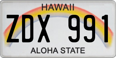 HI license plate ZDX991