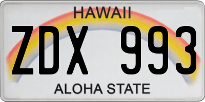 HI license plate ZDX993