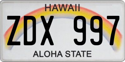 HI license plate ZDX997