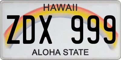 HI license plate ZDX999