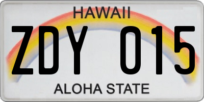 HI license plate ZDY015