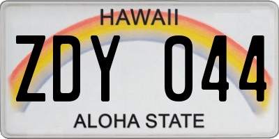 HI license plate ZDY044