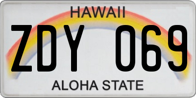 HI license plate ZDY069