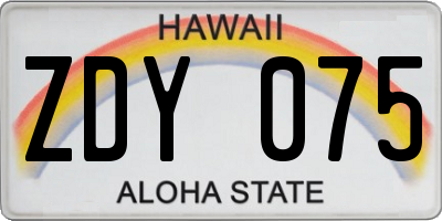 HI license plate ZDY075
