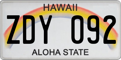 HI license plate ZDY092