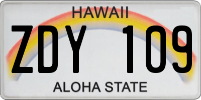 HI license plate ZDY109