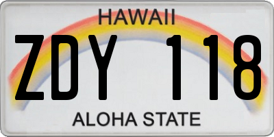 HI license plate ZDY118