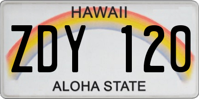 HI license plate ZDY120