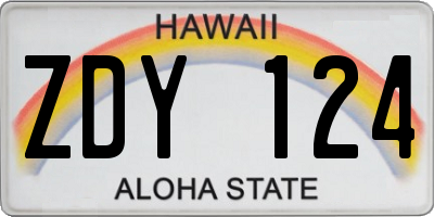 HI license plate ZDY124