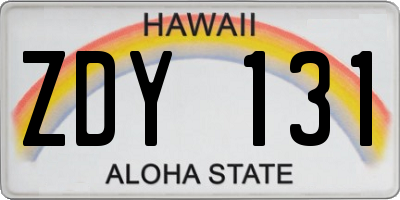 HI license plate ZDY131
