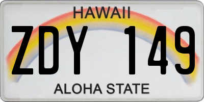 HI license plate ZDY149