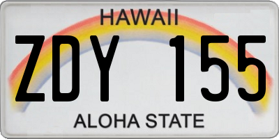 HI license plate ZDY155