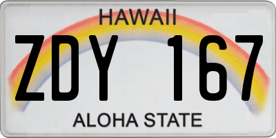HI license plate ZDY167