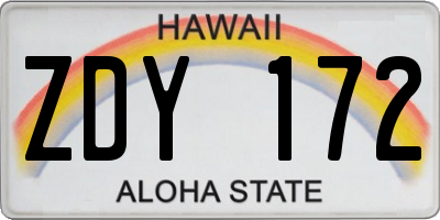 HI license plate ZDY172