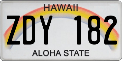 HI license plate ZDY182