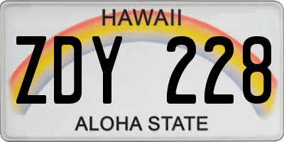 HI license plate ZDY228