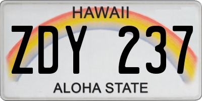 HI license plate ZDY237