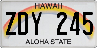 HI license plate ZDY245