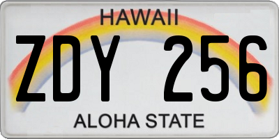HI license plate ZDY256