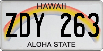 HI license plate ZDY263