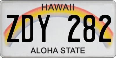 HI license plate ZDY282