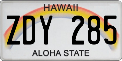 HI license plate ZDY285