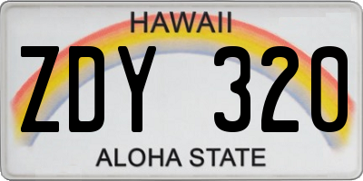 HI license plate ZDY320