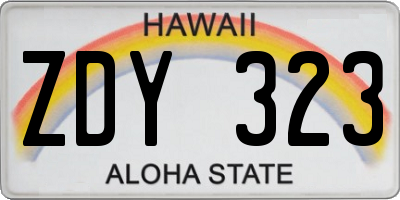 HI license plate ZDY323