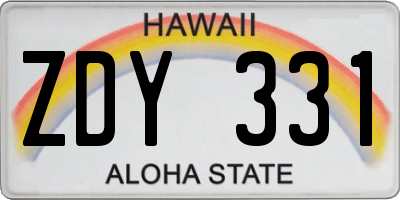HI license plate ZDY331