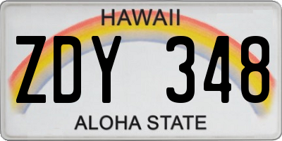 HI license plate ZDY348