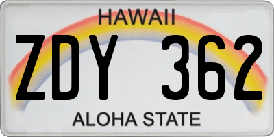HI license plate ZDY362