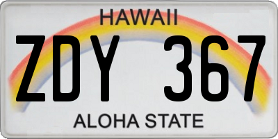 HI license plate ZDY367