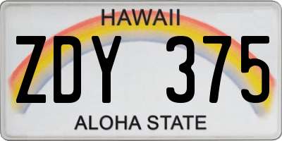 HI license plate ZDY375