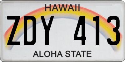 HI license plate ZDY413