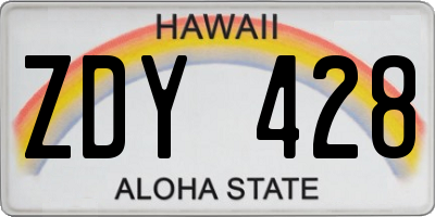 HI license plate ZDY428