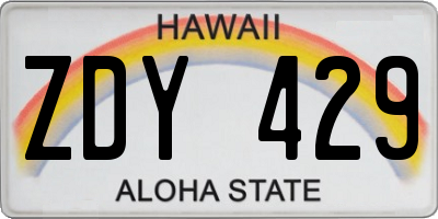 HI license plate ZDY429