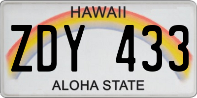 HI license plate ZDY433