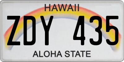 HI license plate ZDY435
