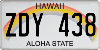 HI license plate ZDY438