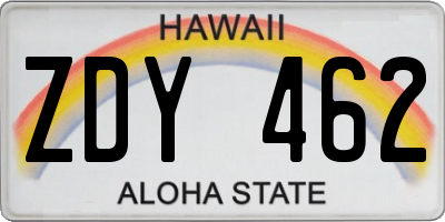 HI license plate ZDY462