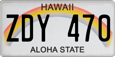 HI license plate ZDY470