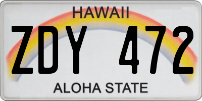 HI license plate ZDY472