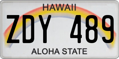 HI license plate ZDY489