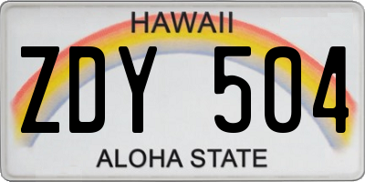 HI license plate ZDY504