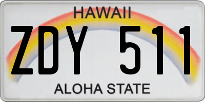 HI license plate ZDY511