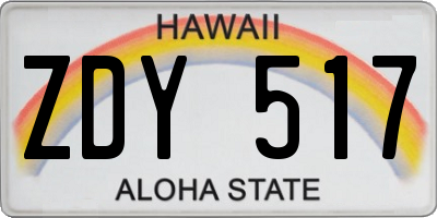 HI license plate ZDY517