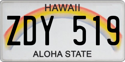 HI license plate ZDY519
