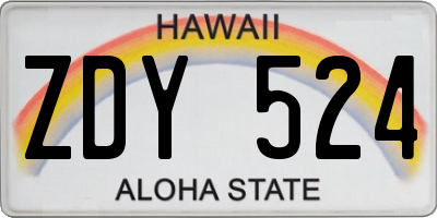 HI license plate ZDY524