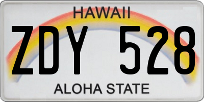HI license plate ZDY528