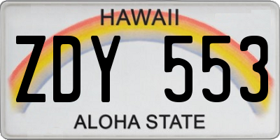 HI license plate ZDY553